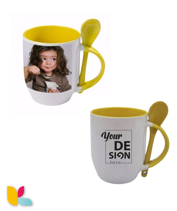 Mug bicolore cuillère à personnaliser