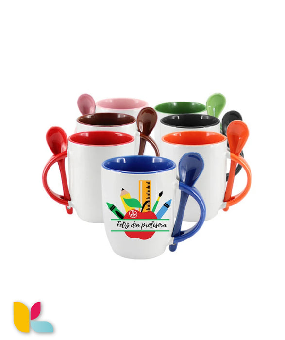 Mug bicolore cuillère à personnaliser