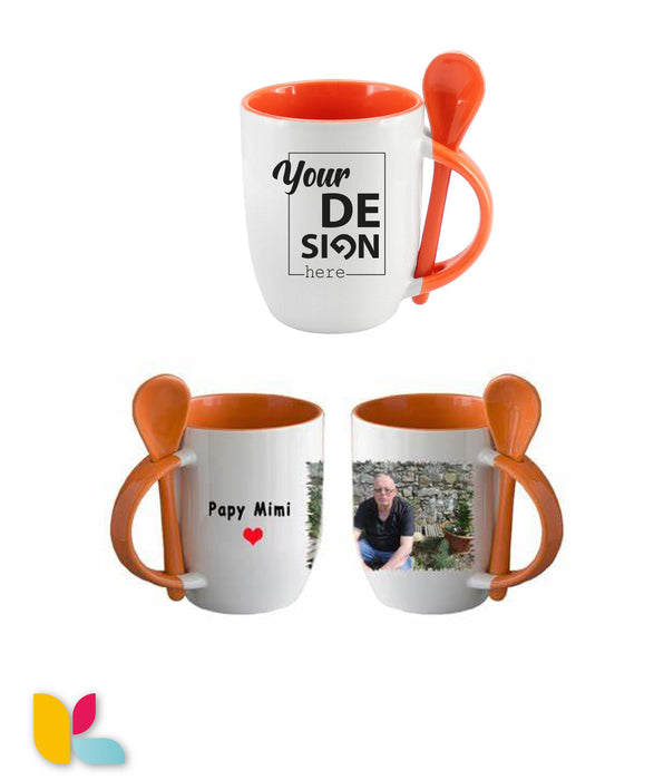 Mug bicolore cuillère à personnaliser