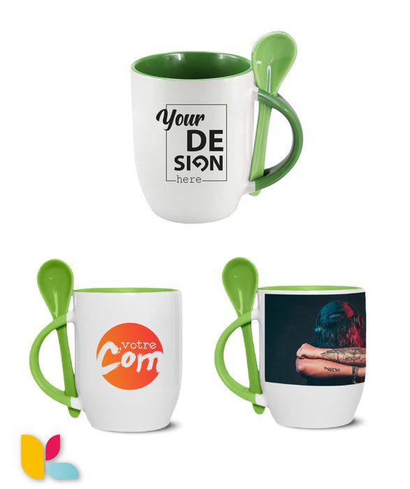 Mug bicolore cuillère à personnaliser