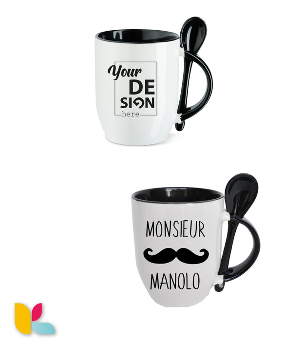 Mug bicolore cuillère à personnaliser