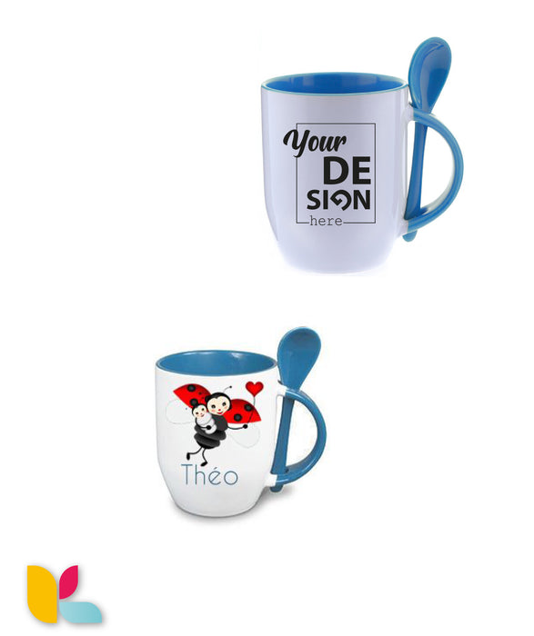 Mug bicolore cuillère à personnaliser