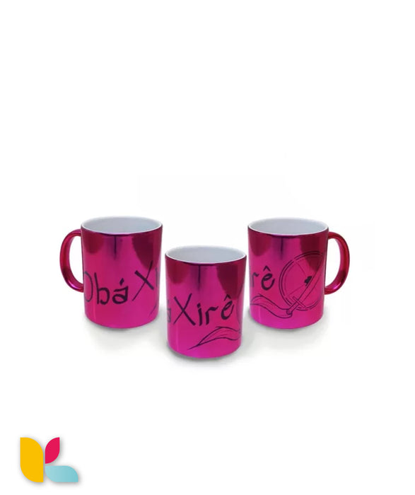 Mug métallisé rose à personnaliser