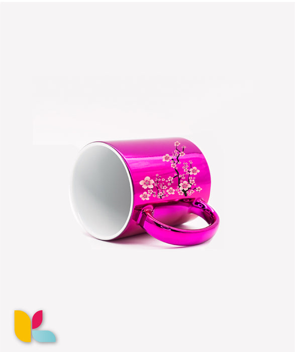 Mug métallisé rose à personnaliser