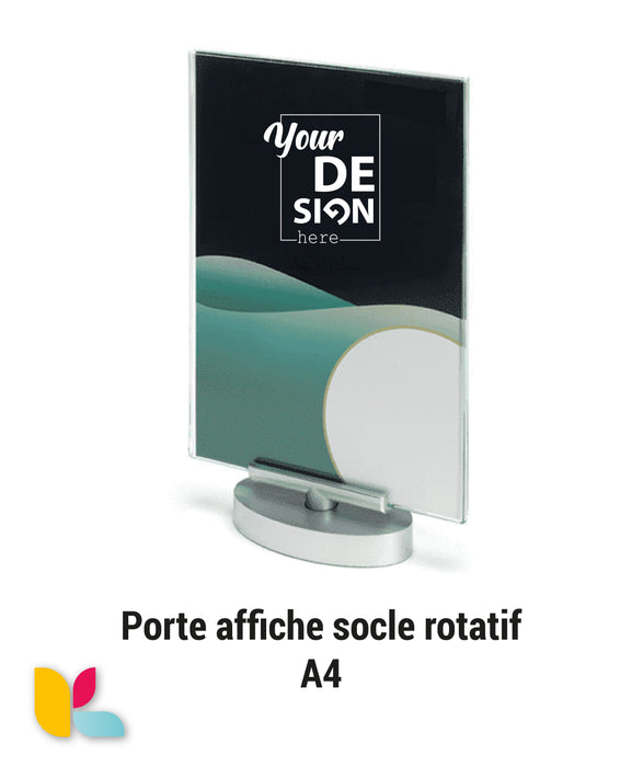 porte-affiche A4, porte-affiche rotatif, socle rotatif affichage, affichage professionnel, solutions de présentation d'affiches