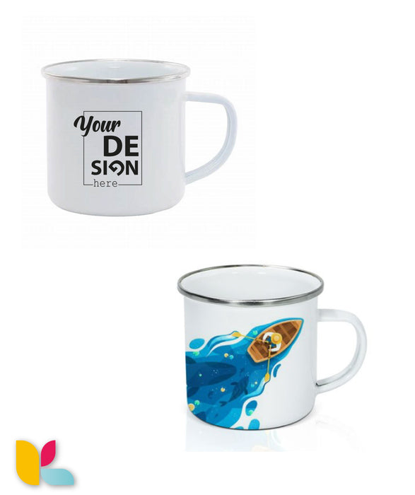 Mug métallique à bord silver à personnaliser